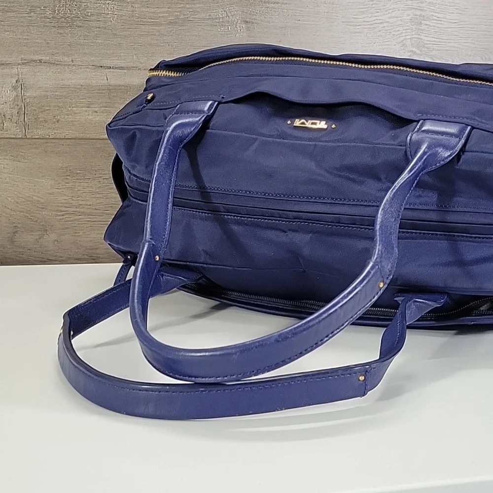 Tumi Blue Nylon/Leather Business Tote Bag